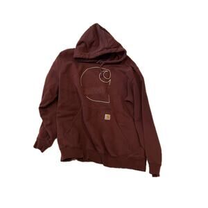 Carhartt Pullover Burgundy Hoodie Mens L Loose Fit
